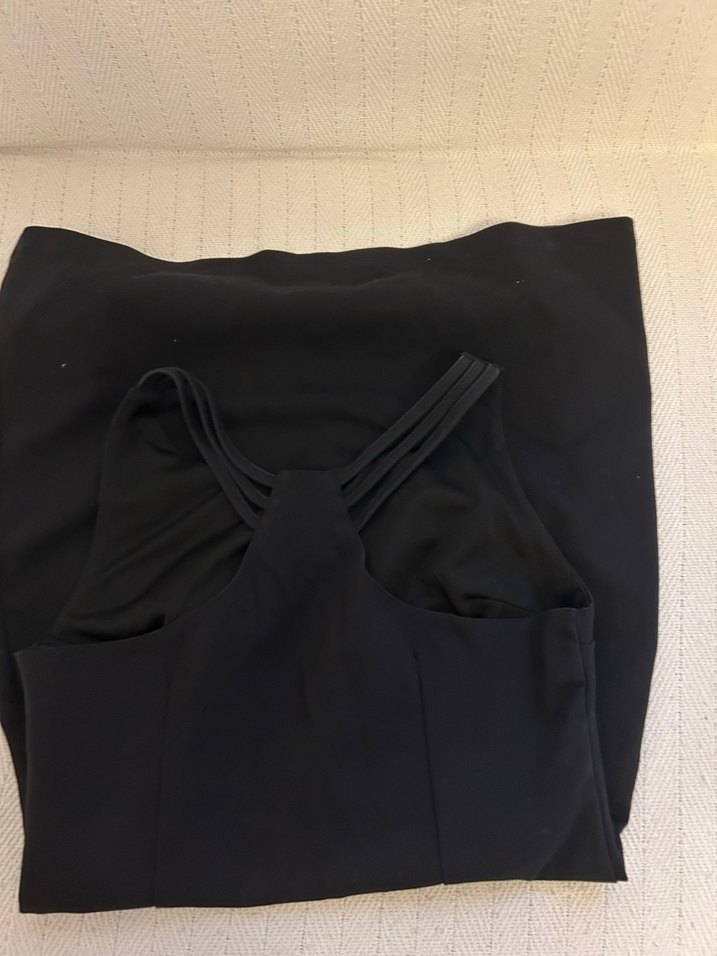 Siyah Drapeli V Yaka Midi Elbise - Görsel 2