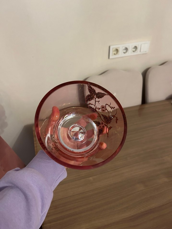 Koyu Pembe Çiçek Desenli kase - Görsel 4