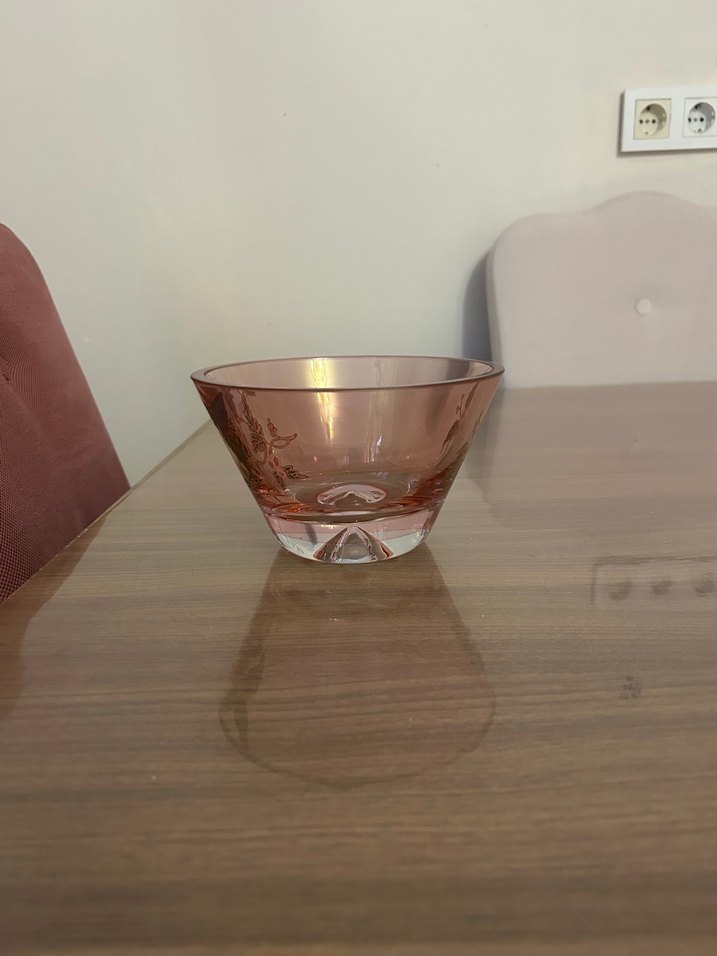 Koyu Pembe Çiçek Desenli kase - Görsel 3