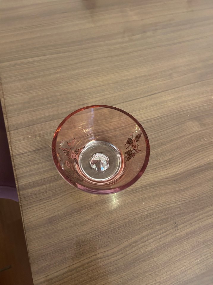 Koyu Pembe Çiçek Desenli kase - Görsel 2