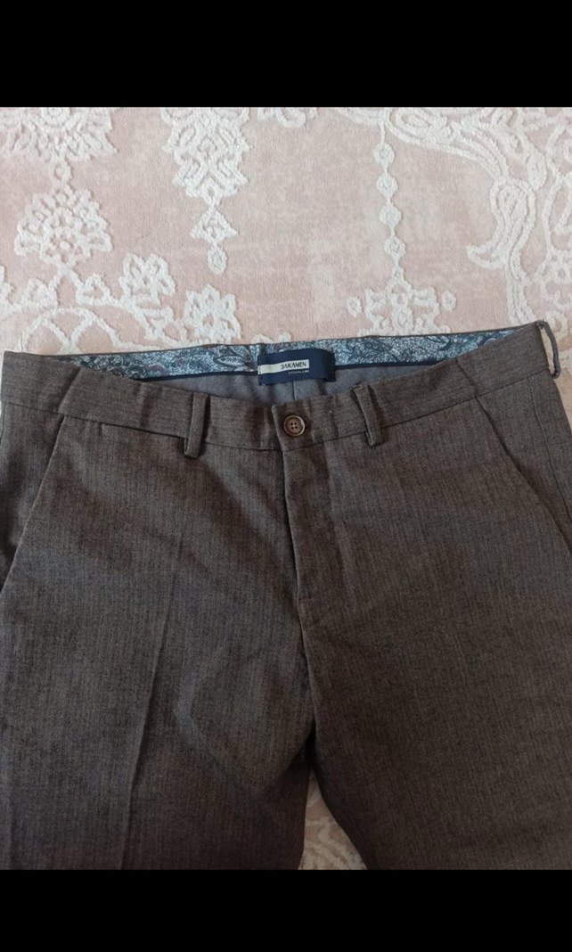 Kemer Detaylı Kahverengi skinny Erkek jakamen marka pantolon - Görsel 2