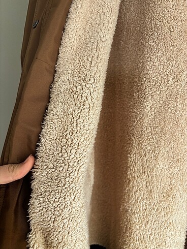 Kadın mont kaban  tesettür uzun peluş pardösü - Görsel 2