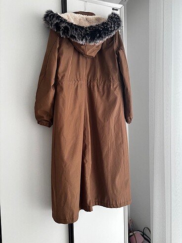 Kadın mont kaban  tesettür uzun peluş pardösü - Görsel 4