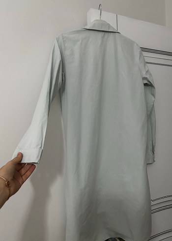 Defacto Gri Uzun Keten Kadın Gömlek tunik