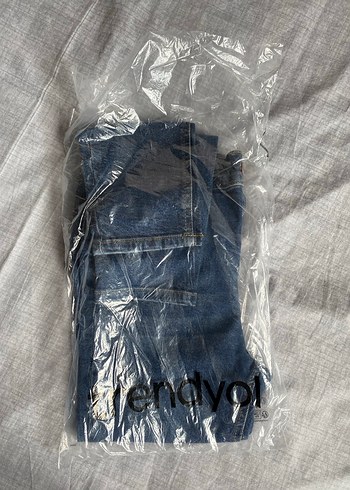 Düğmeli, Mavi Kadın Denim Pantolon - Görsel 2