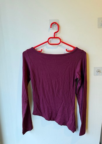 Bordo Uzun Kollu Asimetrik Bluz - Görsel 2