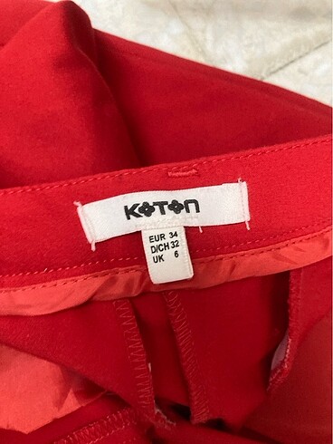 34 Beden koton kırmızı kumaş pantolon