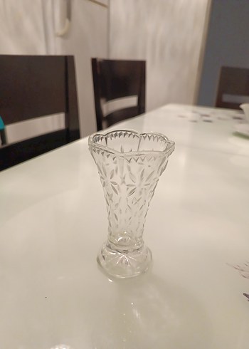 American Vintage Vintage Küçük Beyaz Desenli Cam Vazo