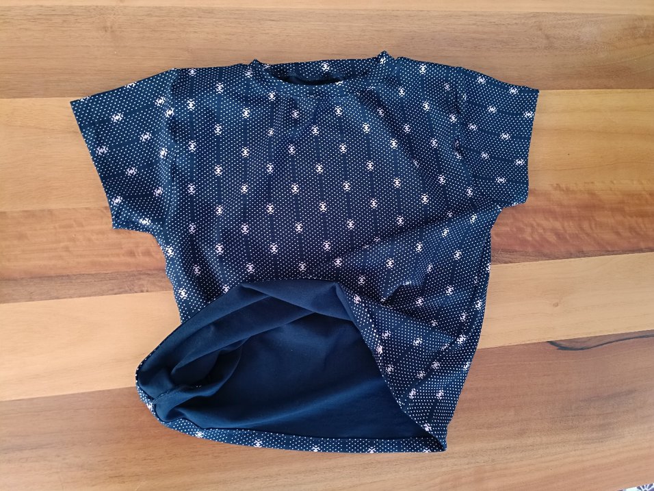 kız çocuk lacivert minik desenli pamuk tişört - Görsel 2