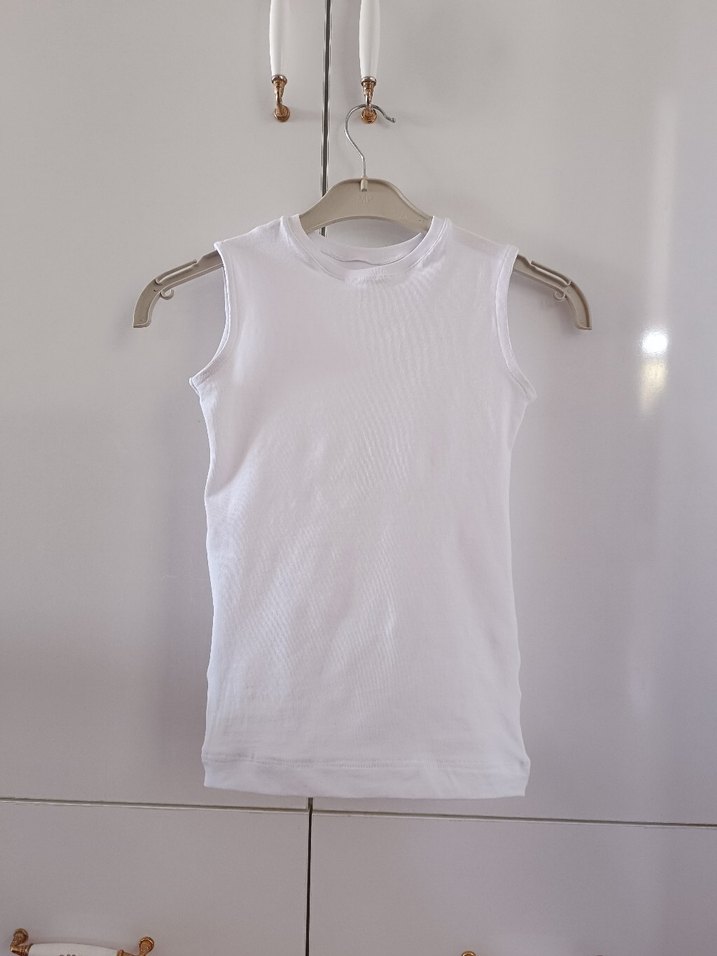 Beyaz Çocuk Atlet %100 pamuk / özel dikim - Görsel 2