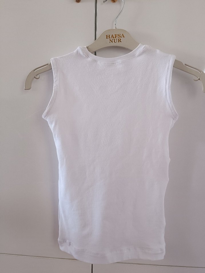 Beyaz Çocuk Atlet %100 pamuk / özel dikim - Görsel 5