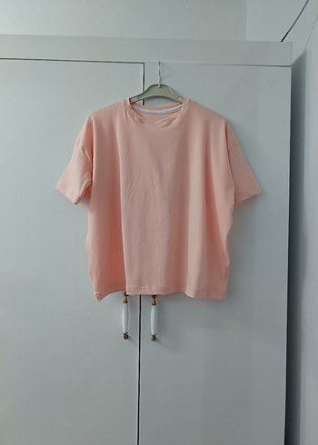 Diğer Pembe Kısa Kollu Oversize Tişört