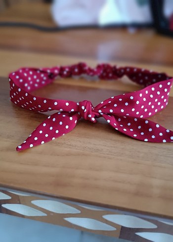 Bordo Puantiyeli Pamuk Fiyonk Saç Bandı (kendi üretimim)