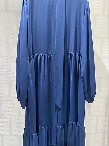 Mango Saks mavisi şifon elbise