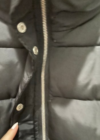 Siyah Kadın Midi Kaban, Kürklü Yakalı - Görsel 3