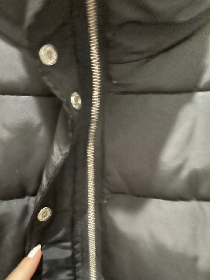 Siyah Kadın Midi Kaban, Kürklü Yakalı - Görsel 3