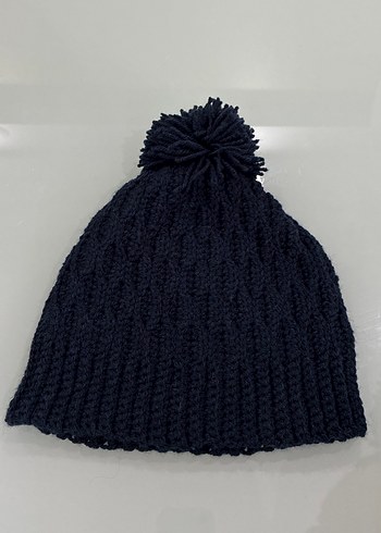 Bordo Örgü Kadın Bere Siyah Kalp Desenli - Görsel 6