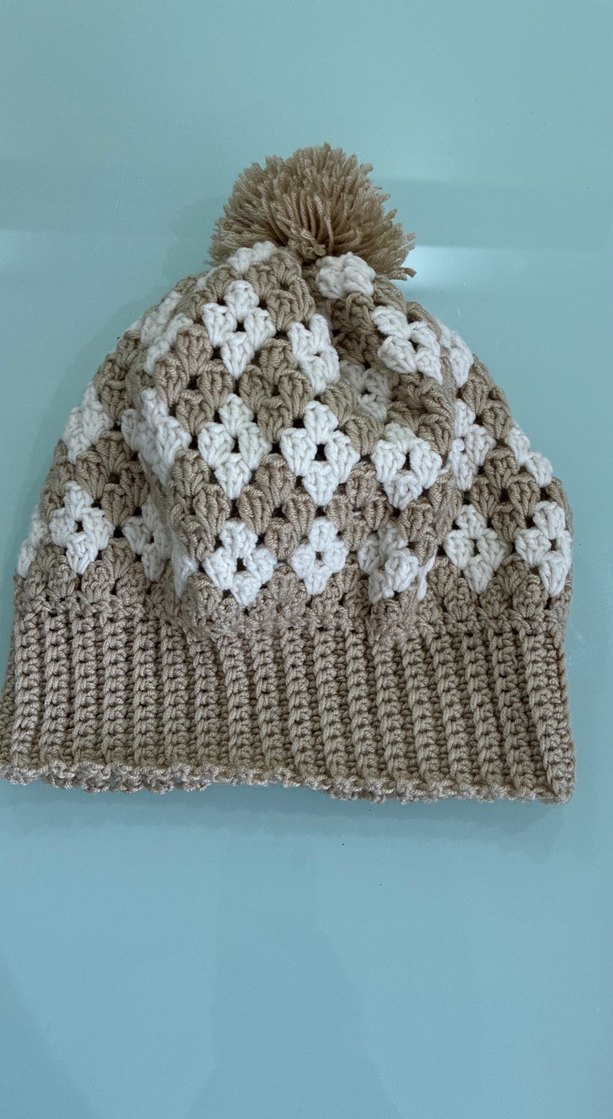 Bordo Örgü Kadın Bere Siyah Kalp Desenli - Görsel 3