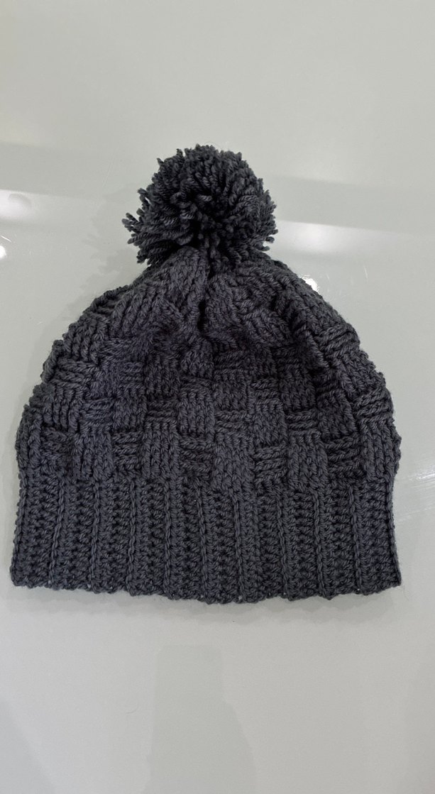 Bordo Örgü Kadın Bere Siyah Kalp Desenli - Görsel 4