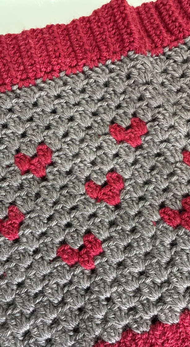 Kadın Gri ve Kırmızı Örgü boyunluk - Görsel 2