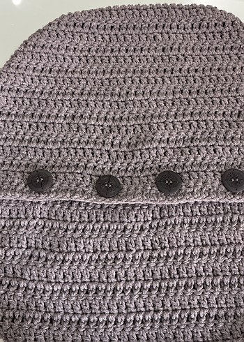 Bohem Gri Örgü Dekoratif Yastık - Görsel 4