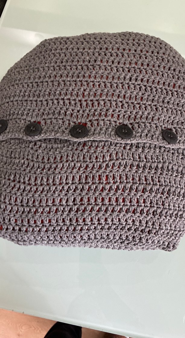 Bohem Gri Örgü Dekoratif Yastık - Görsel 2