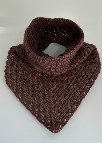 Kahverengi Örgü Bohem boyunluk - Görsel 2