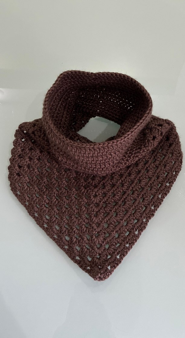 Kahverengi Örgü Bohem boyunluk - Görsel 2