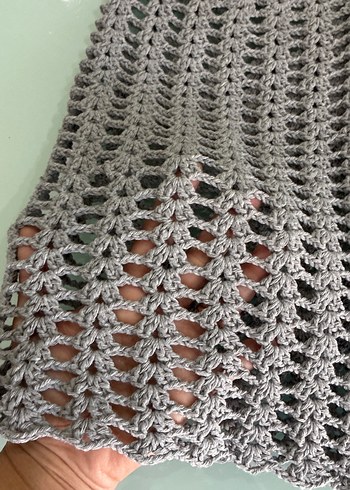 Gri V Yaka Dantel Detaylı Örgü Kadın bluz - Görsel 2