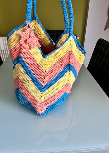 Renkli Örgü Bohem Kadın Çantası - Görsel 2