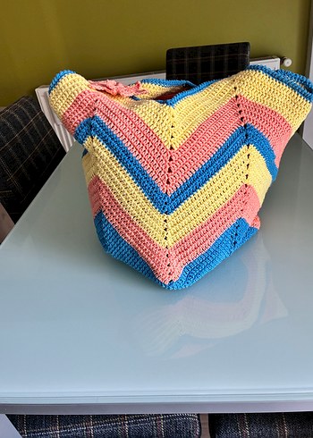 Renkli Örgü Bohem Kadın Çantası - Görsel 3