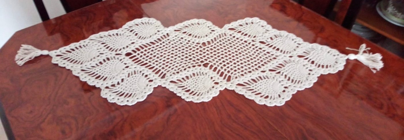 Bohem Tarzı El Örgüsü Masa Örtüsü runner - Görsel 2