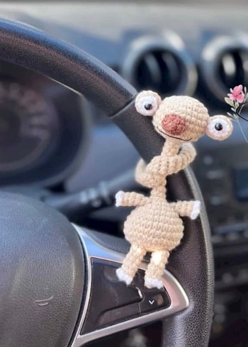 Renkli Bej Peluş Oyuncak çanta araba süsü sid - Görsel 3