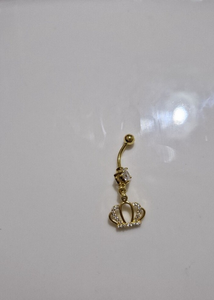 Çelik kraliçe taşı göbek piercingi - Görsel 3