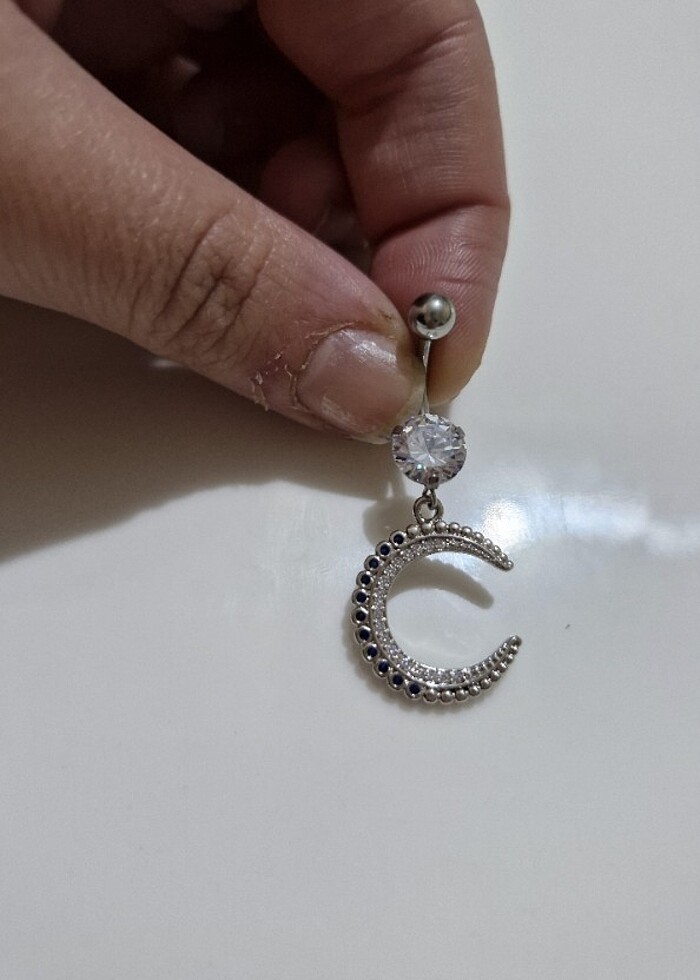 Çelik hilal göbek piercingi - Görsel 2