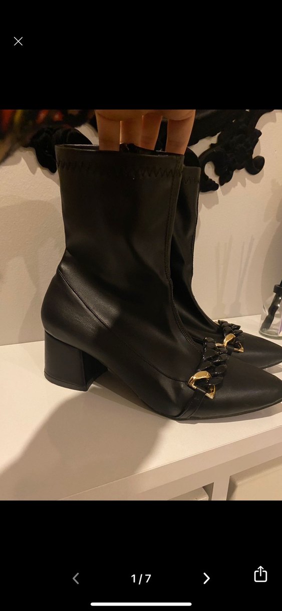 Siyah Deri Stiletto Topuklu Kadın Bot - Görsel 2