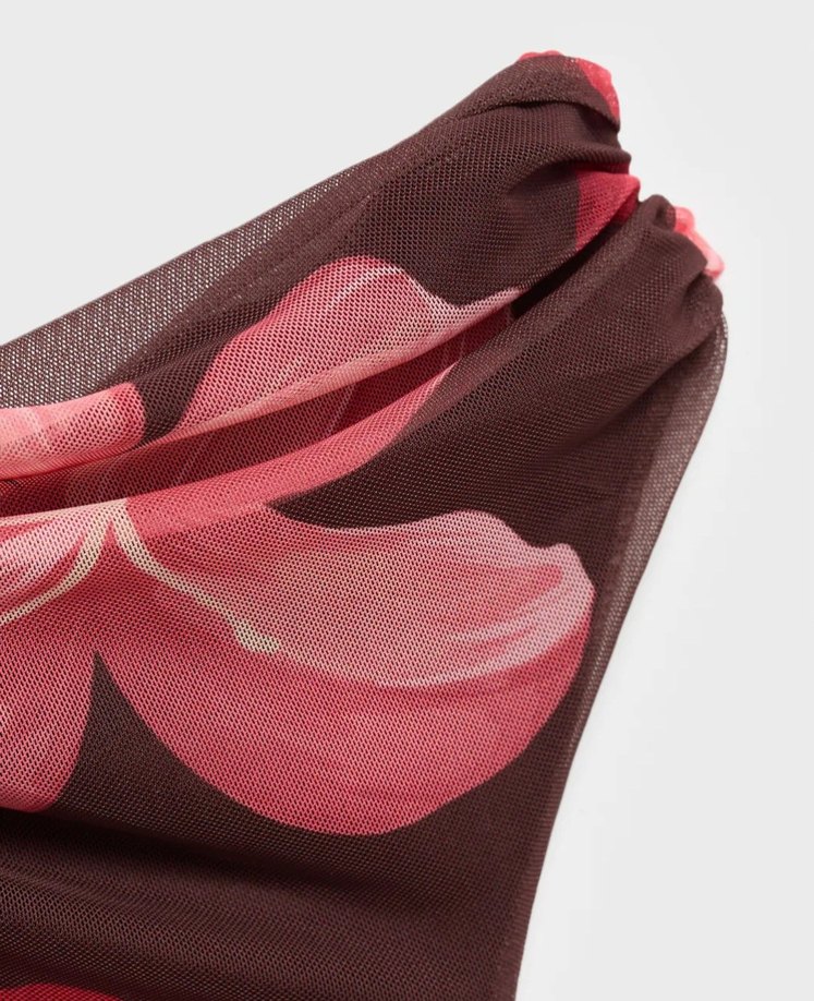 Mango çiçek desenli drapeli kalem elbise - Görsel 5