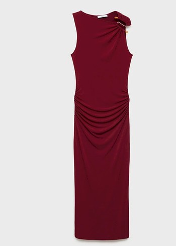 Mango Mücevher detaylı drape elbise - Görsel 6