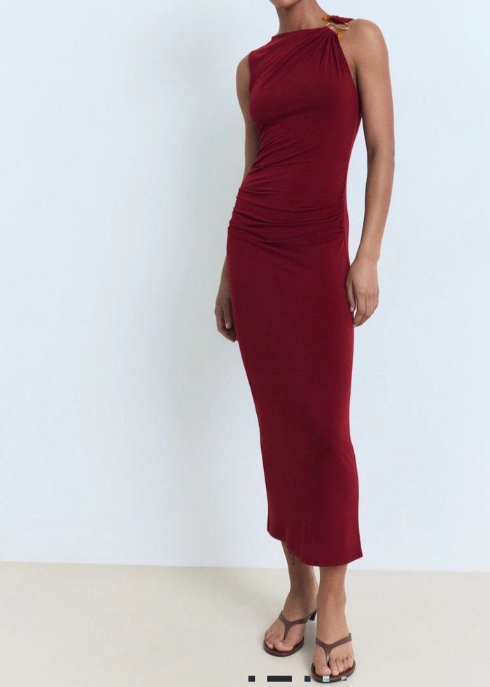 Mango Mücevher detaylı drape elbise - Görsel 2