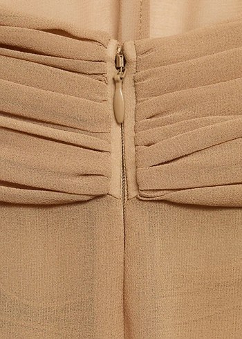 Mango Yarı şeffaf kruvaze yaka uzun elbise - Görsel 5