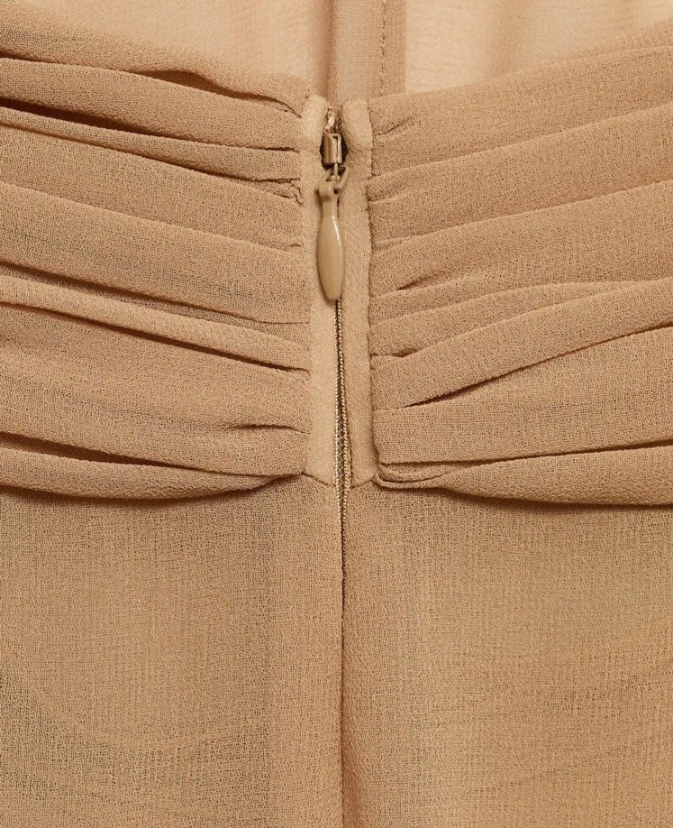 Mango Yarı şeffaf kruvaze yaka uzun elbise - Görsel 5