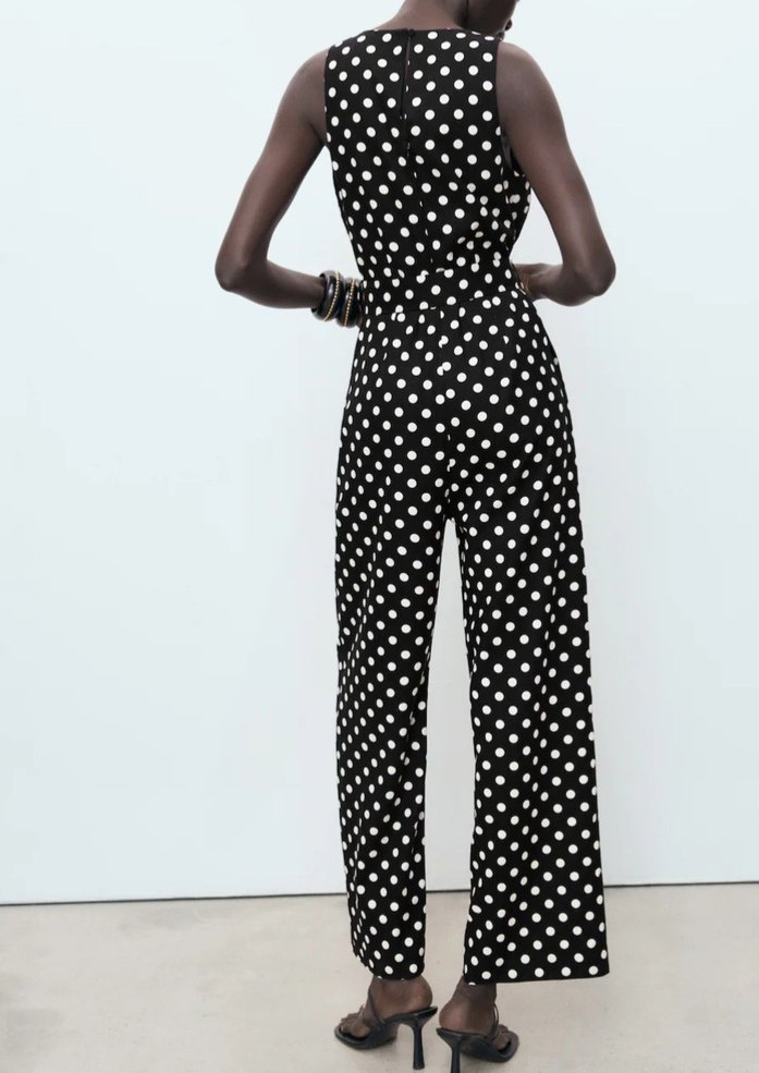 Mango puantiyeli kemerli tulum - Görsel 2