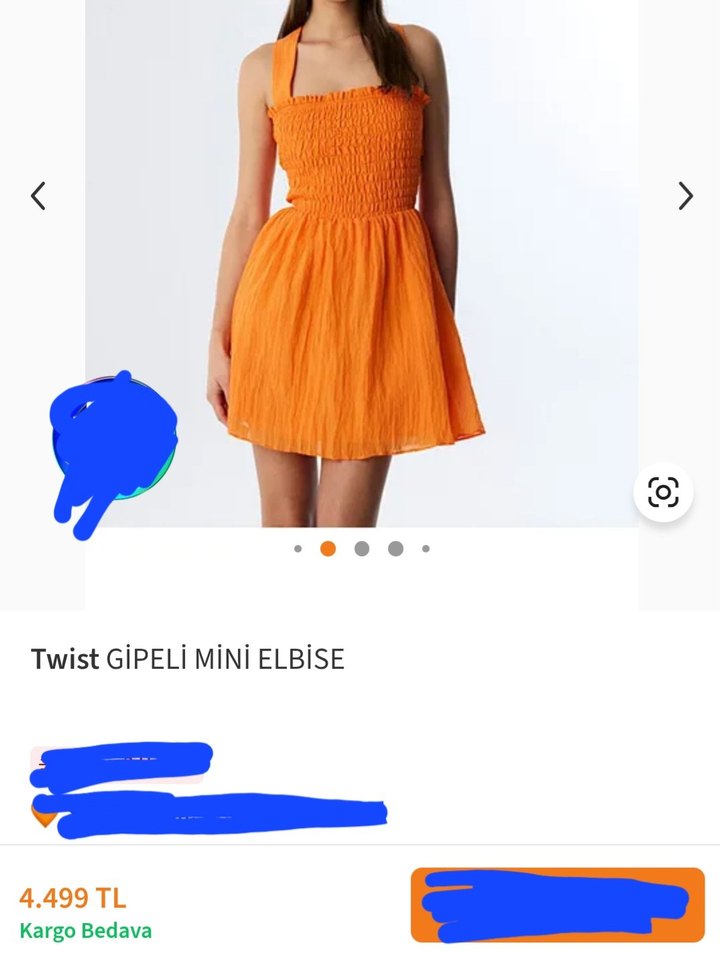 Twist Turuncu Midi Elbise - Görsel 2