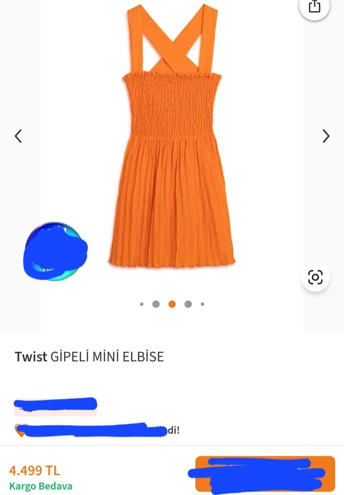 Twist Turuncu Midi Elbise - Görsel 5