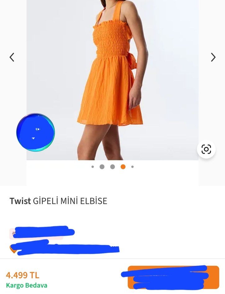 Twist Turuncu Midi Elbise - Görsel 3