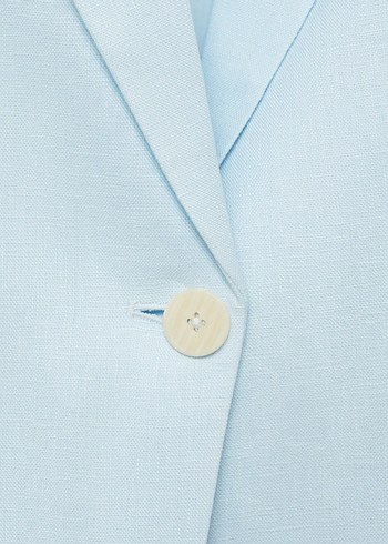 Mango Mavi Keten Kadın Blazer Ceket - Görsel 5