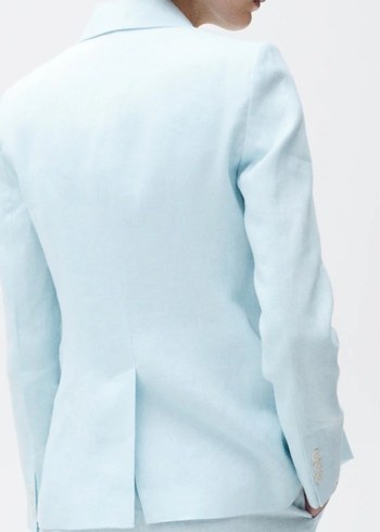 Mango Mavi Keten Kadın Blazer Ceket - Görsel 4