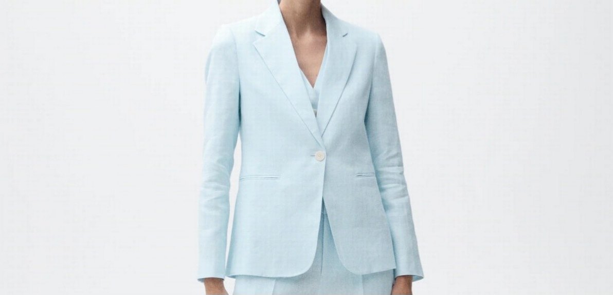 Mango Mavi Keten Kadın Blazer Ceket - Görsel 2