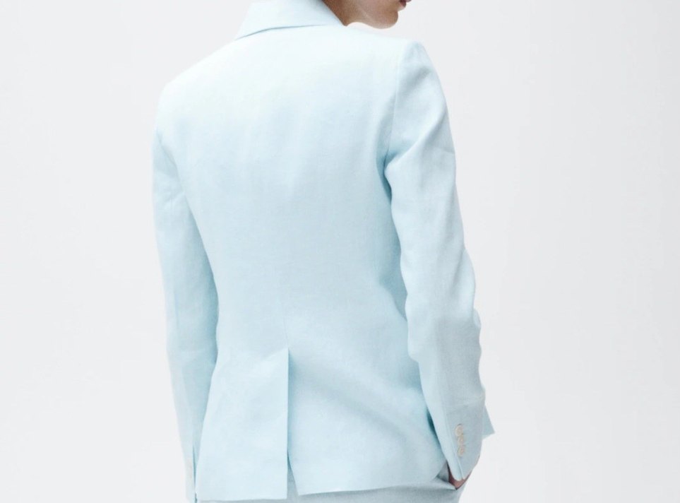 Mango Mavi Keten Kadın Blazer Ceket - Görsel 4