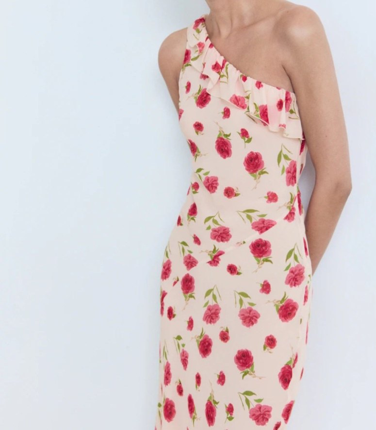 Mango çiçekli fırfırlı elbise - Görsel 2